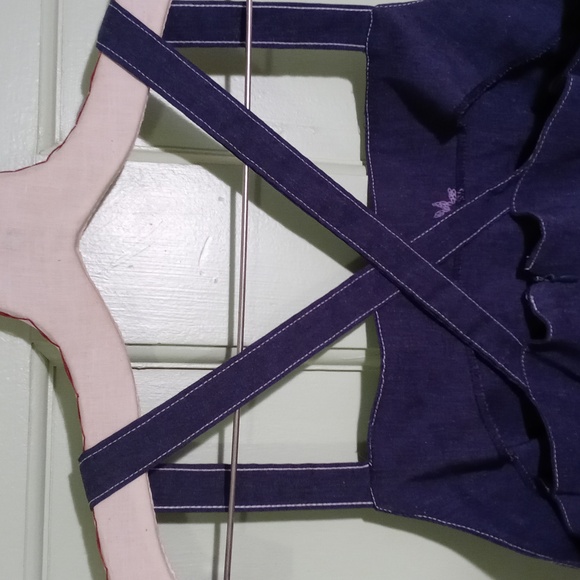 Women's Crossing Pointe faux denim spandex floral print dress 16 - Picture 11 of 14